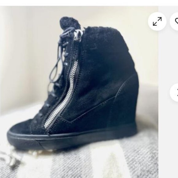 Giuseppe Zanotti Effie Suede/Shearling Trim High-Top Sneakers Black US 39 8.5 - Picture 4 of 10